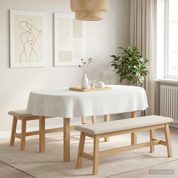 vidaXL Tischdecke 5 stk. Oval Weiß 160 x 220 cm Polyester, 42040287