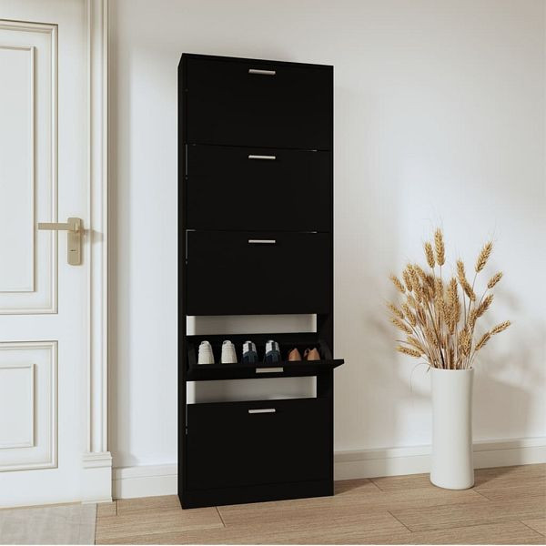 vidaXL Schuhschrank Schwarz 59x17x169 cm Holzwerkstoff, 342512