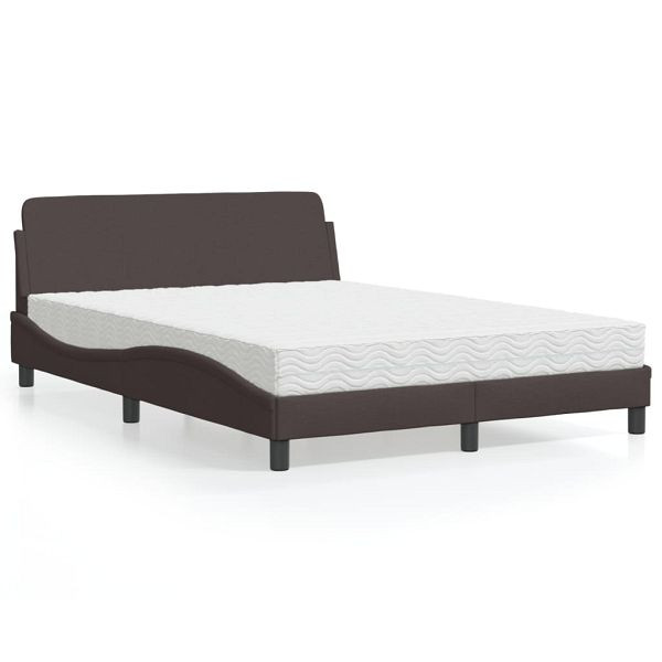 vidaXL Bett mit Matratze Dunkelbraun 140x190 cm Stoff, 3208387