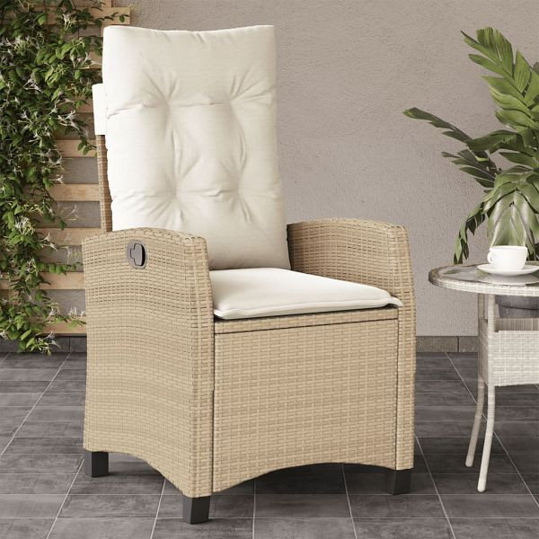 vidaXL Gartensessel mit Kissen Verstellbar Beige Poly Rattan, 365212