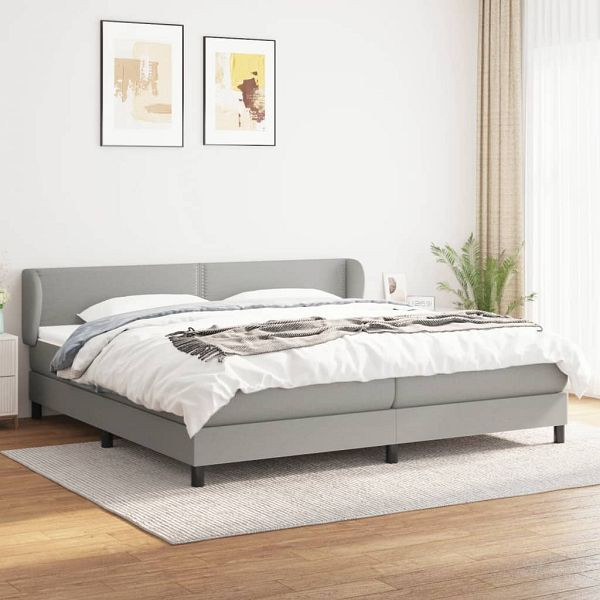 vidaXL Boxspringbett mit Matratze Hellgrau 200x200 cm Stoff, 3126189