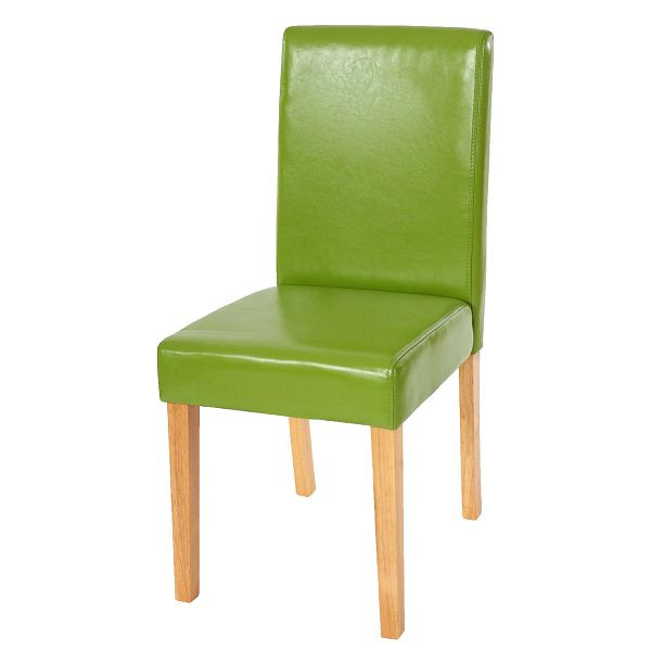 Mendler Esszimmerstuhl Littau, Küchenstuhl Stuhl, Kunstleder, grün, helle Beine, 74369
