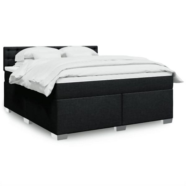 vidaXL Boxspringbett mit Matratze Schwarz 180x200 cm Stoff, 3285983