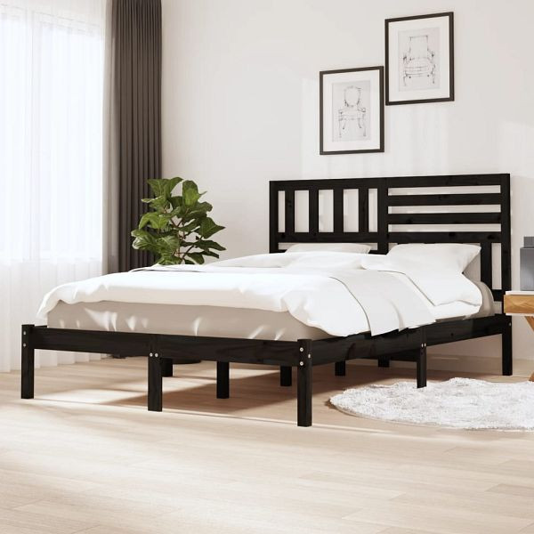 vidaXL Massivholzbett Schwarz Kiefer 140x190 cm, 3101007