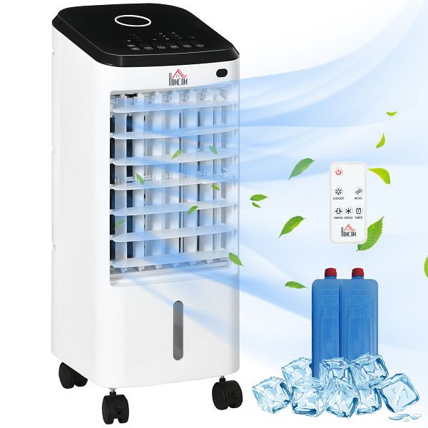 HOMCOM Min-Klimagerät Klimagerät Raumklimagerät, 3 Modi, Timerfunktion, 24,5 cm x 27 cm x 60 cm, Cremeweiß + Schwarz, 824-063V90CW