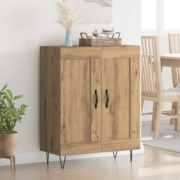 vidaXL Sideboard Artisan-Eiche 69,5 x 34 x 90 cm Verbundholz und Eisen, 881598