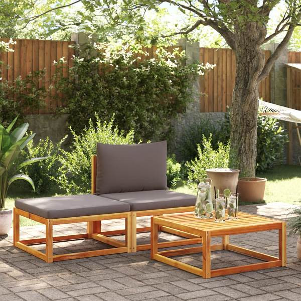 vidaXL 3-tlg. Garten-Sofagarnitur mit Kissen Massivholz Akazie, 4008174