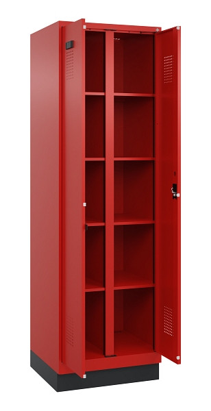 C+P Wäsche-Spind Evolo PLUS, mit Sockel, 2 Abteile, 1950x600x500mm, 3020/3020, Verschluss Zylinderschloss, 049022-20B S10052
