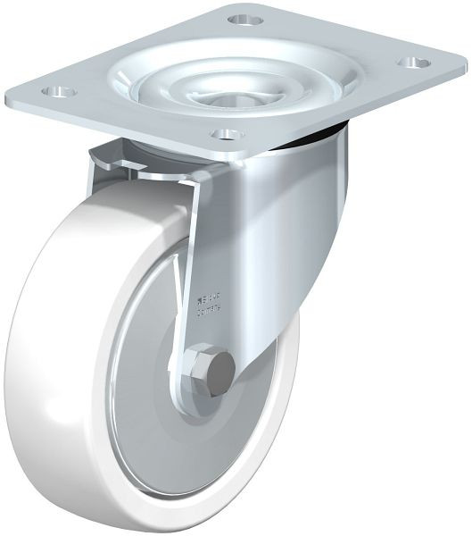 Blickle LK-SPO 125G-3-FA Stahlblech-Lenkrolle, schwere Ausführung, mit Anschraubplatte, Polyamid, Weiß, 636365