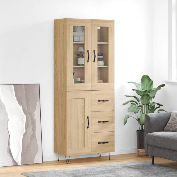 vidaXL Highboard Sonoma-Eiche 69,5x34x180 cm Holzwerkstoff, 3198692