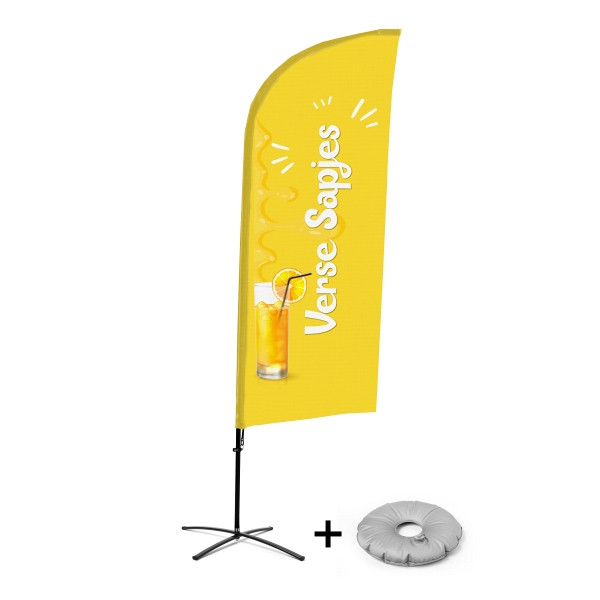 Showdown Displays Beachflag Alu Wind Komplett-Set Frischer Saft Niederländisch Kreuzständer, BFAW310-CB30-WB-I101