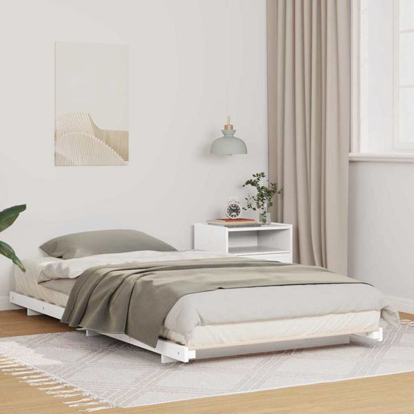 vidaXL Bodenbettgestell Weiß 90 x 190 cm Massivholz Kiefer, 873095