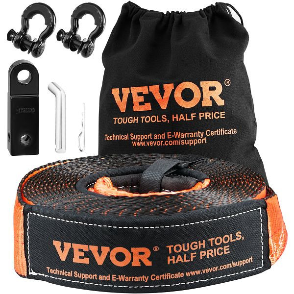 VEVOR Seilwinden-Bergungsset, Abschleppgurt, Schäkel, Notfallset, 7,6 cm x 9,6 m, 30.000 lbs, 5 Stück, JPJYGJB5J0005FPT8V0