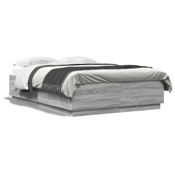 vidaXL Bettgestell Grau Sonoma 150x200 cm Holzwerkstoff, 3209700