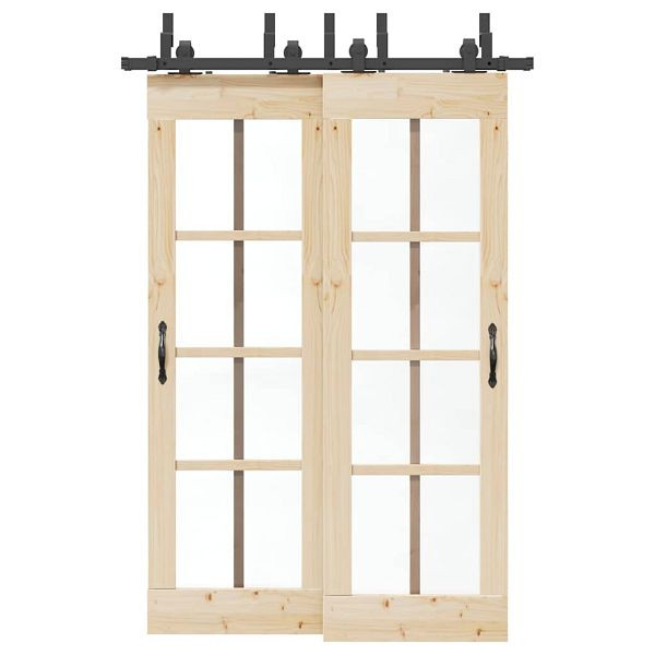 vidaXL Schiebetürbeschlag-Set 152,5 cm Stahl Schwarz, 3295731
