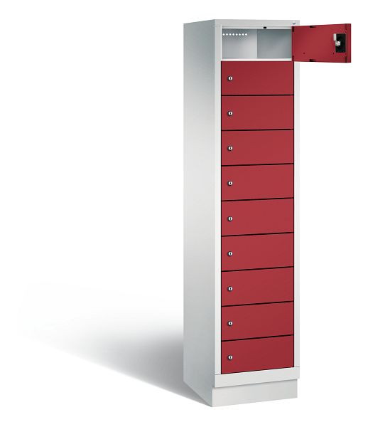C+P Schließfachschrank Evolo, H1850xB420xT500mm, Farbe: Lichtgrau / Rubinrot, 48020-1210 S10076