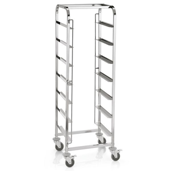 WAS Transportwagen für Spülkörbe mit sieben Schienen, 55,5 x 44,5 x 170 cm, Chromnickelstahl, 1952507