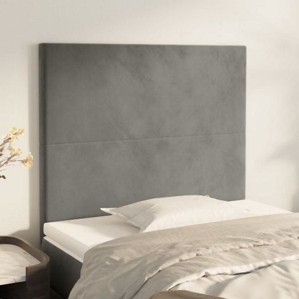 vidaXL Kopfteile 2 Stück Hellgrau 100x5x78/88 cm Samt, 3116094