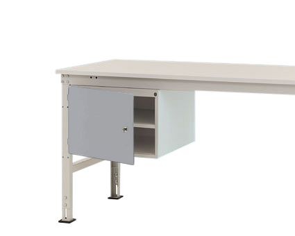 Manuflex Gehäuse-Unterbau UNIVERSAL Stationär, Nutzhöhe 300 mm mit 1 Tür links angeschlagen, für Tischtiefe 800 mm, Alusilber, ZB4713.9006