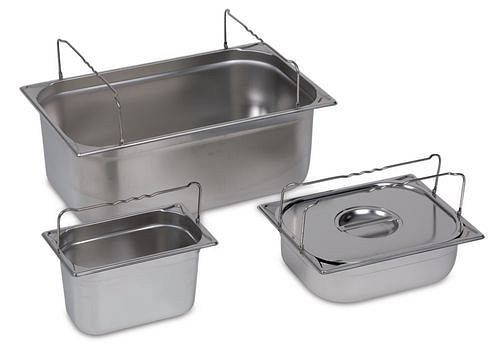 DENIOS Kleingebindewanne GN-B 2/3-100, Edelstahl, mit Griff, 8,5 Liter Auffangvolumen, 180961