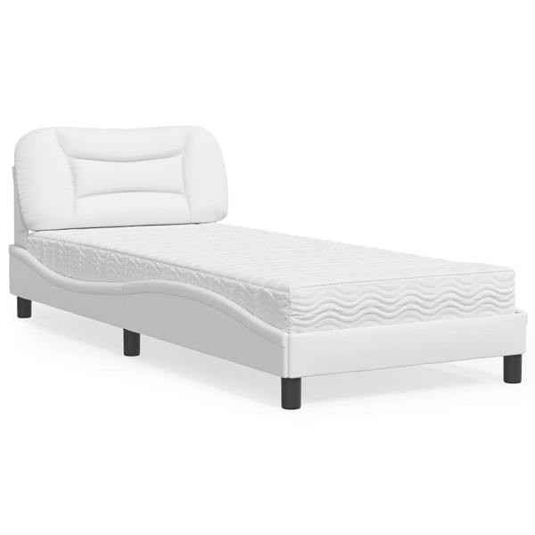 vidaXL Bett mit Matratze Weiß 80x200 cm Kunstleder, 3208683