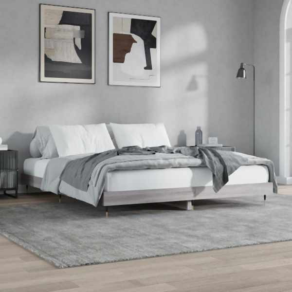 vidaXL Bettgestell Grau Sonoma 140x200 cm Holzwerkstoff, 832147