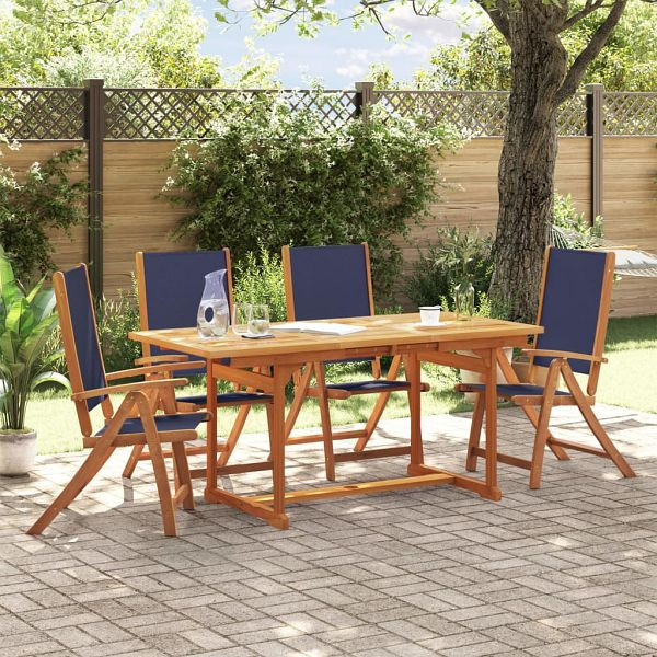 vidaXL 5-tlg. Garten-Essgruppe Massivholz Akazie und Textilene, 3279310