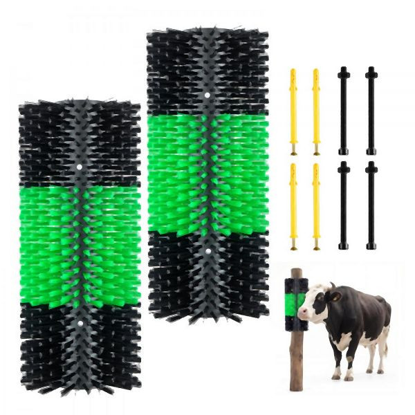 VEVOR Kratzbürste 43x19 cm, 2 Stk. inkl. 8 Schrauben, Massage-& Pflegewerkzeug für Pferde, Rinder, Schafe & Schweine, Grün/Schwarz, SCZNSLH2JZH0OPBBY001V0