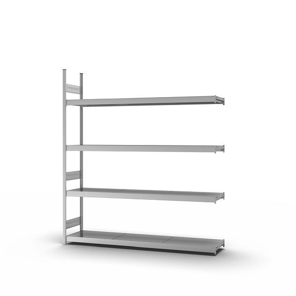 hofe Großfach-Anbauregal, 2500x400x2200 mm, 4 Fachebenen, verzinkt, 350 kg Fachlast, 1750 kg Feldlast, zweiseitige Bedienung, GZA25422B