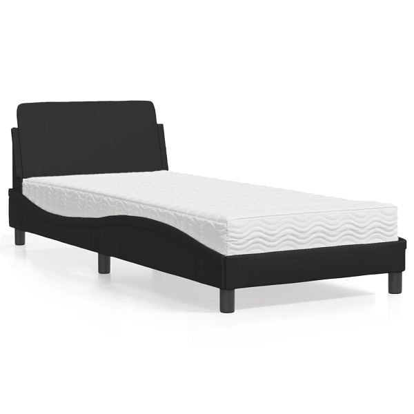 vidaXL Bett mit Matratze Schwarz 80x200 cm Kunstleder, 3208297