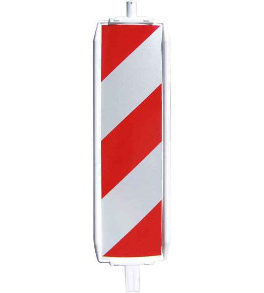 Schake Kunststoffbake Typ 60, Stutzen unten 60 x 60 mm, oben Ø42 mm, Folie Typ 1, schraffiert, einseitig linksweisend, rot / weiß, 36055L