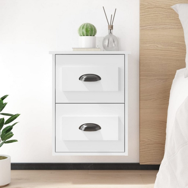 vidaXL Wand-Nachttische 2 Stück Hochglanz-Weiß 41,5x36x53 cm, 816397