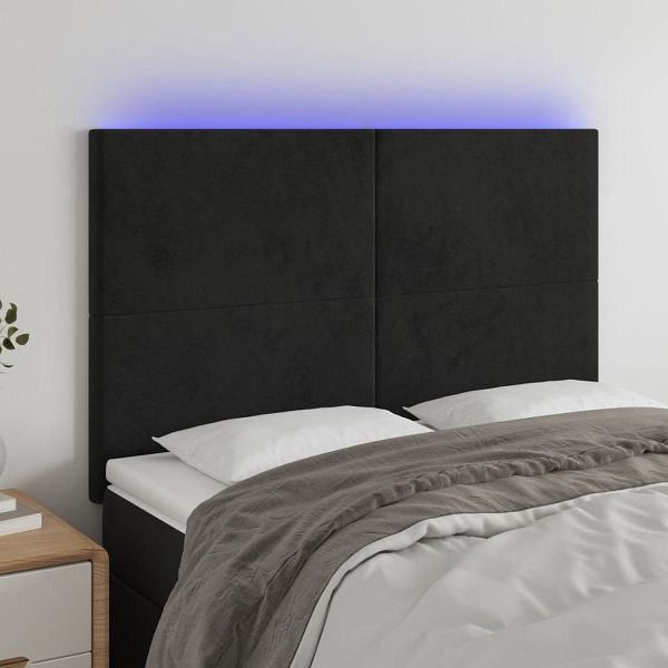 vidaXL LED Kopfteil Schwarz 144x5x118/128 cm Samt, 3122194