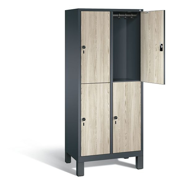 C+P Spind doppelstöckig Evolo, H1850xB810xT500mm, Farbe: Anthrazitgrau / Dekor Sen-Esche, 48310-22 S10287