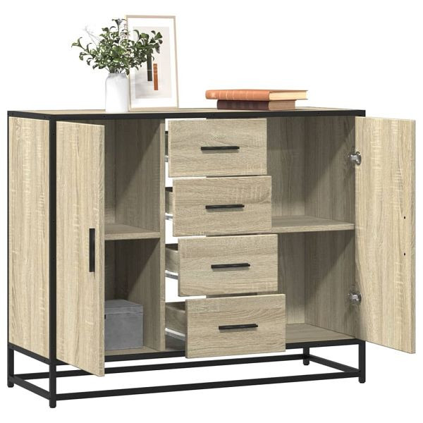 vidaXL Sideboard Sonoma-Eiche 92x35x76 cm Holzwerkstoff, 3300826