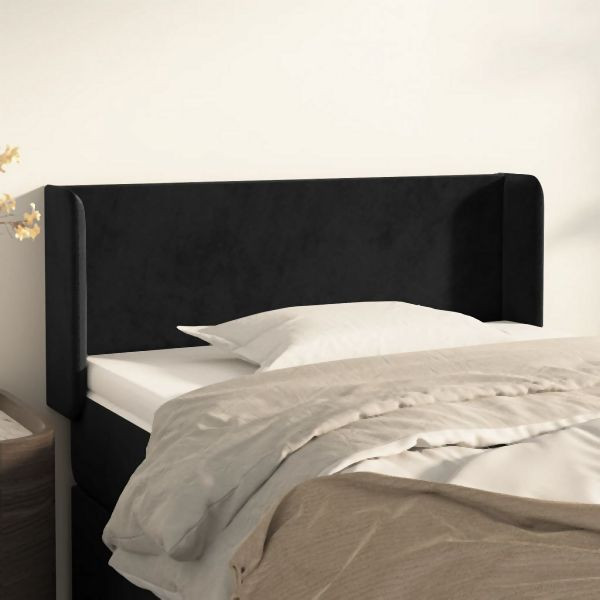 vidaXL Kopfteil mit Ohren Schwarz 93x16x78/88 cm Samt, 3118526