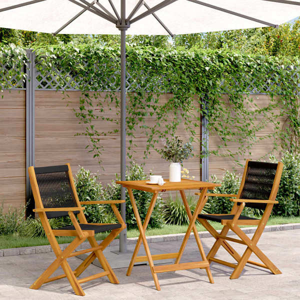 vidaXL 3-tlg. Bistro-Set Schwarz Polypropylen und Massivholz, 3281805