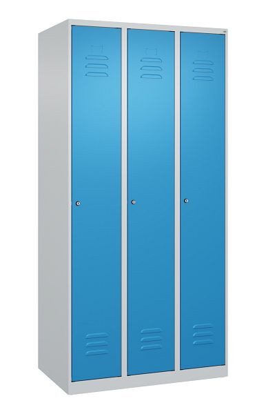 C+P Umkleidespind Classic PLUS, 3 Abteile, 1850x900x500mm, 7035/5012, Zylinderschlösser, 080000-30 S10020