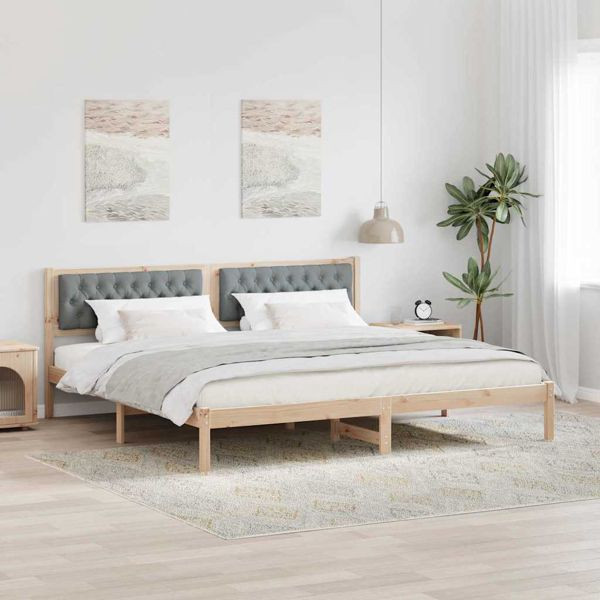 vidaXL Bettgestell mit Kopfteil Hellgrau 200 x 200 cm Stoff, 3394233