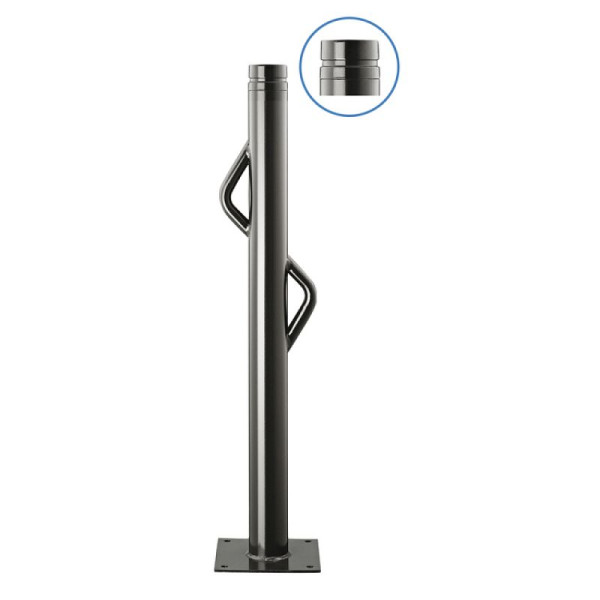 Stein HGS Stilpfosten Ø76mm mit Rohrbügeln und Flachkopf, herausnehmbar, Dreikantzylinder unten und Profilzylinder oben/Bodenhülse, 13320