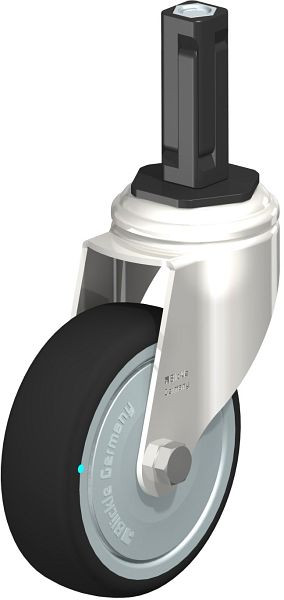 Blickle LKRXA-PATH 101KD-11-FK-EXV12 Edelstahl-Apparate-Lenkrolle mit Expander, Thermoplastisches Polyurethan, Grau, 853461