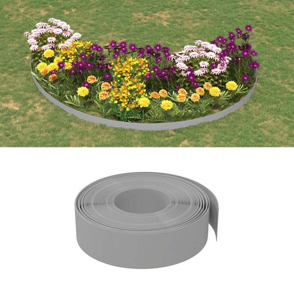 vidaXL Rasenkanten 5 Stück Grau 10 m 15 cm Polyethylen, 3155443