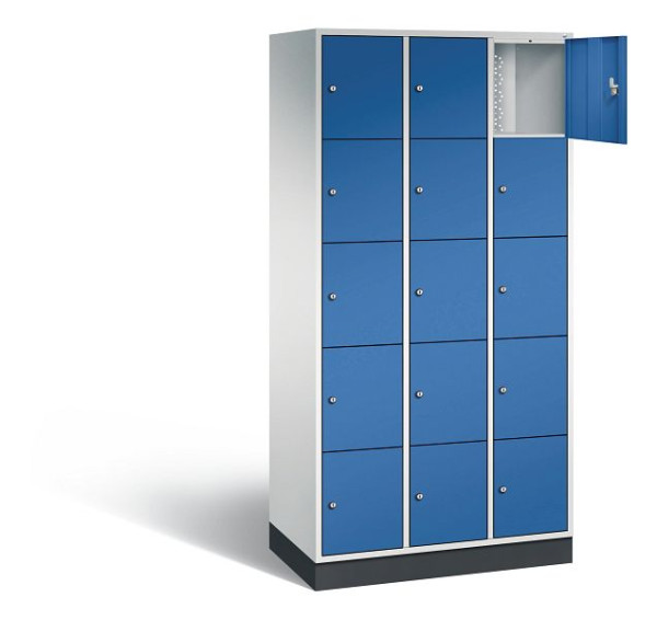 C+P Schließfachschrank Intro, H1950xB920xT490mm, Farbe: Lichtgrau / Enzianblau, 8570-301 S10000