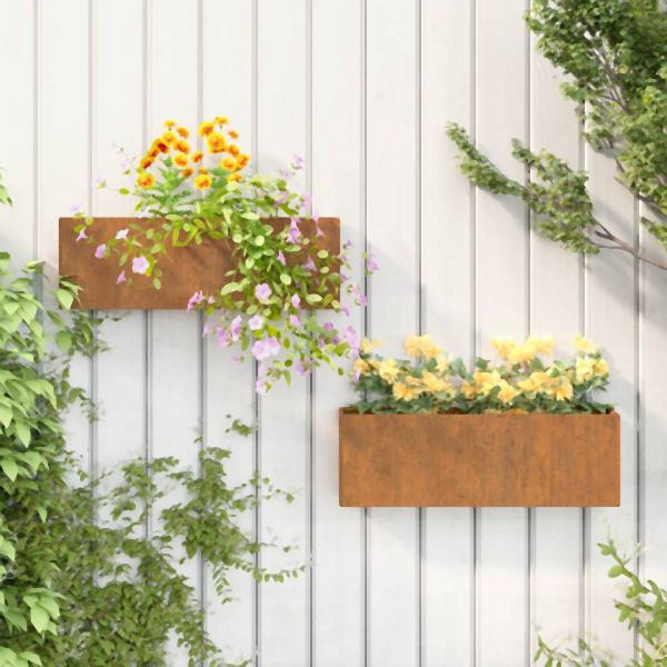 vidaXL Wand-Pflanzkübel 2 Stück Rostig Cortenstahl 53x10x17 cm, 823686