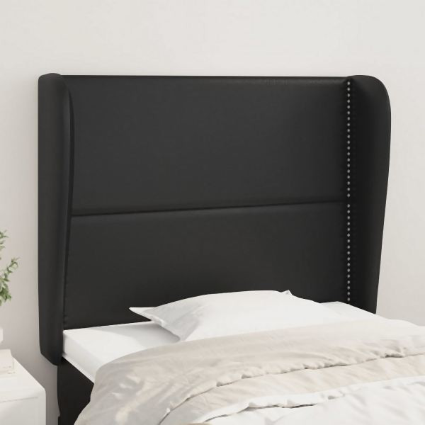 vidaXL Kopfteil mit Ohren Schwarz 93x23x118/128 cm Kunstleder, 3117894