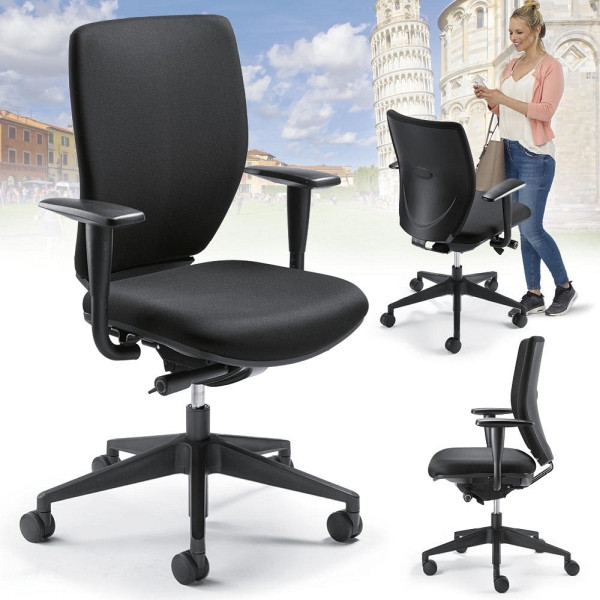 Deskin Bürodrehstuhl PISA - Synchron-Mechanik, Schwarz, 272111