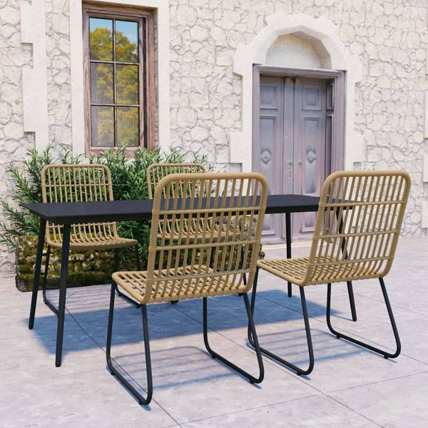 vidaXL 5-teilig Garten-Essgruppe Poly Rattan und Glas, 3060233