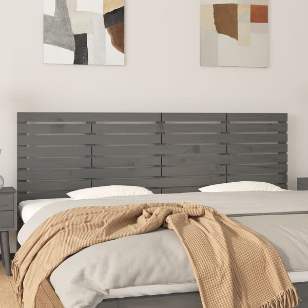 vidaXL Wand-Kopfteil Grau 206x3x63 cm Massivholz Kiefer, 824720