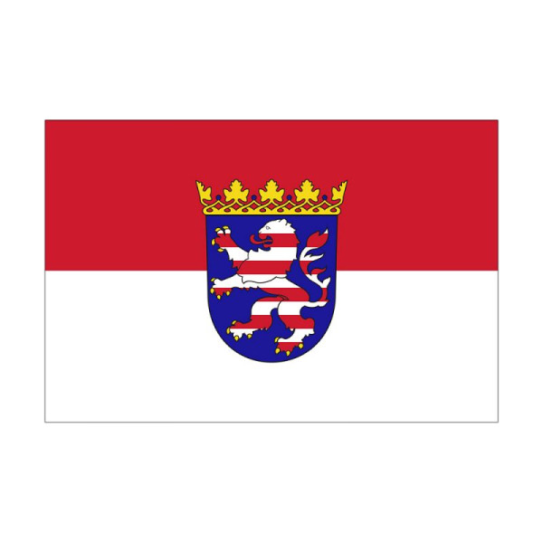 Stein HGS Landesdienstflagge Hessen (mit Wappen), 200 cm, 335 cm, mit Seil und Schlaufe, FlagTop 110 g/m², für Fahnenmasten ab 8 m ohne Hohlsaum, 26360