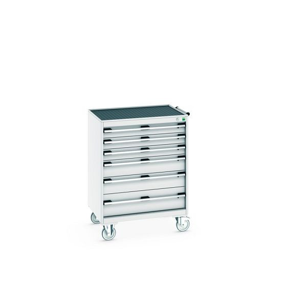 bott cubio Schubladenschrank mobil bestückt, mit 6 Schubladen, BxTxH: 800x650x1085mm, RAL 7035/7035, Lichtgrau, 40402063.16V